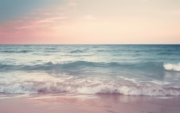 Sea landscape unfocused horizon pastel pink tint