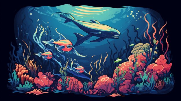 海洋生物の壁画