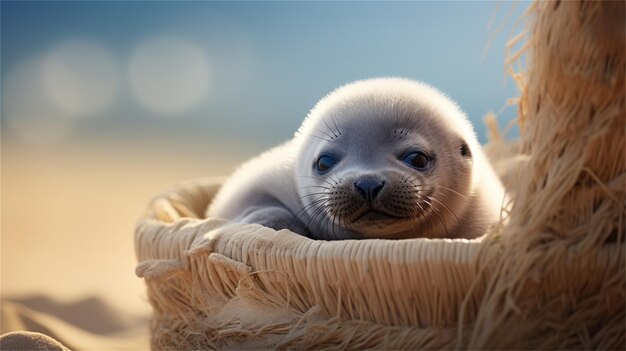 Photo sea lion on the beach