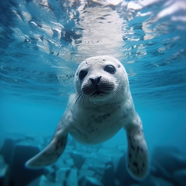 sea lion in the sea close up