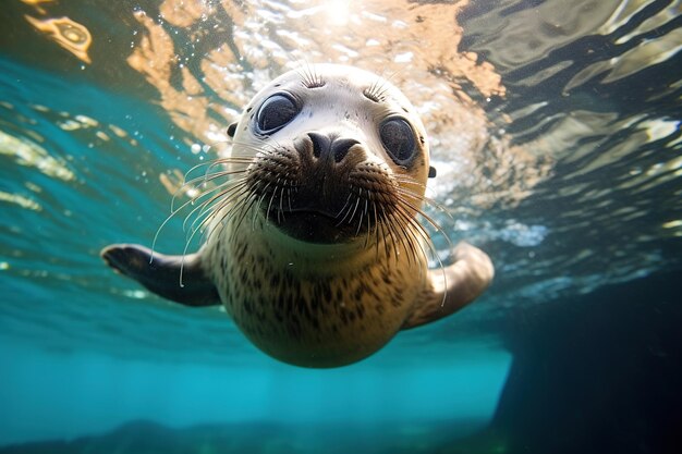 sea lion in the sea close up