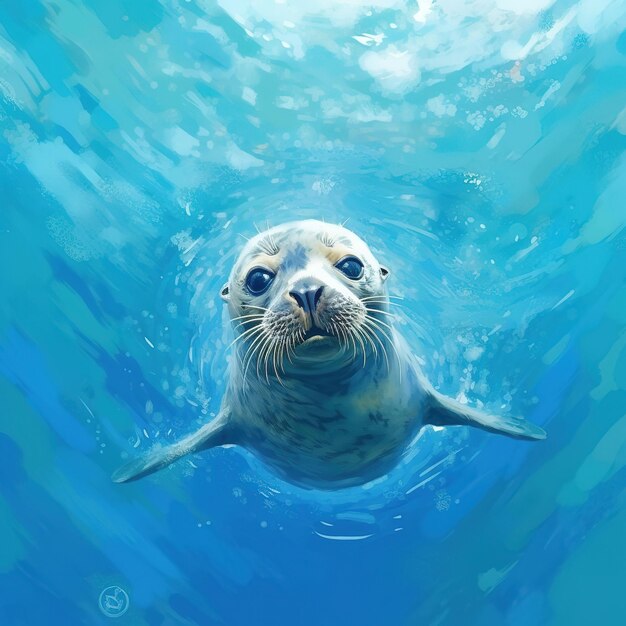 sea lion in the sea close up