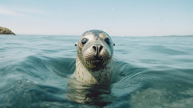 sea lion in the sea close up