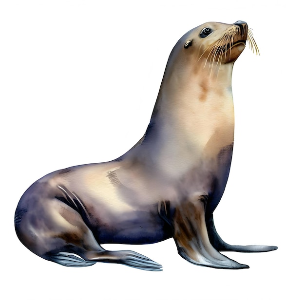 Sea lion watercolor style isolated on a white background