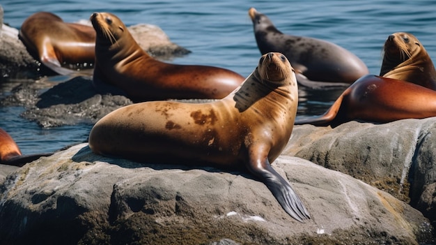 Sea lions on a rock