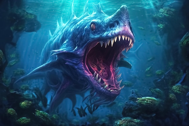 sea monster underwater Generative Ai