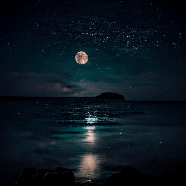 Sea the moon, image picture