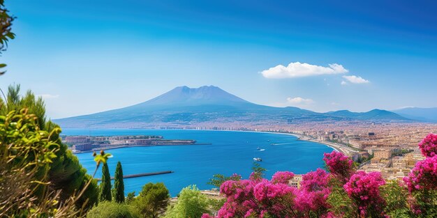 The sea and the mountains are a beautiful picture