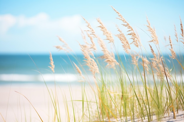 Sea oats swaying in the ocean breeze