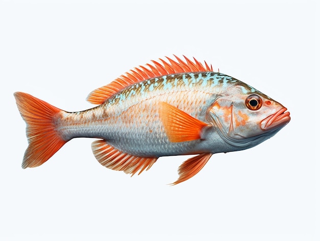 색 배경으로 바다 물고기 사진