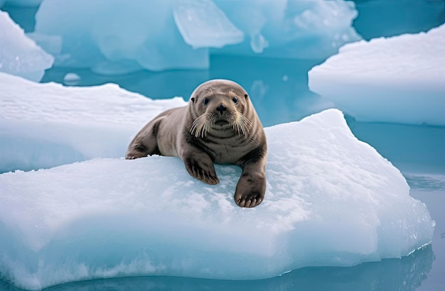 Foto lontra marina sul ghiaccio