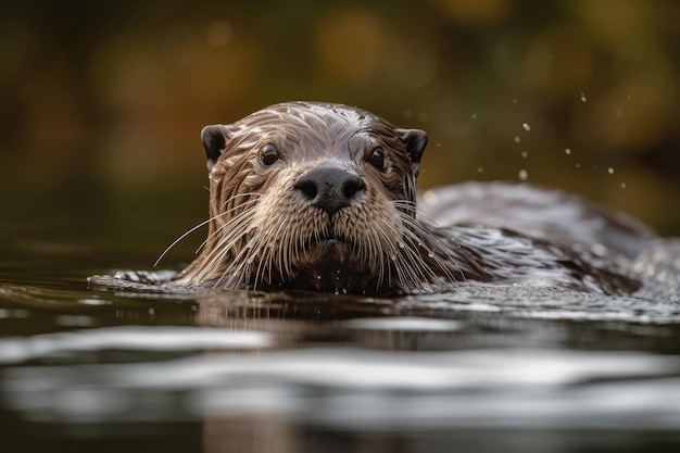 Foto lontre marine che nuotano nell'acqua