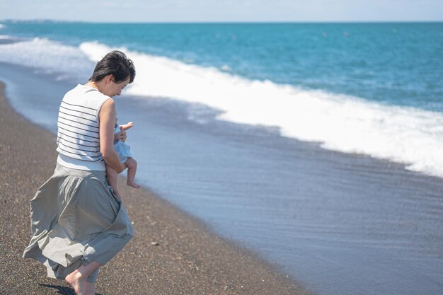 海と親子