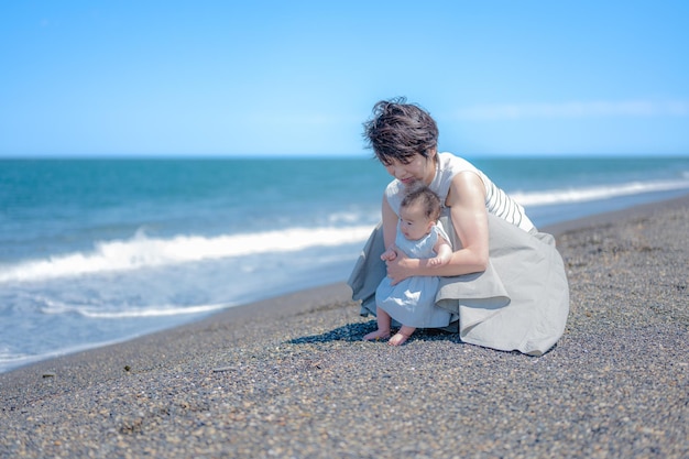 海と親子