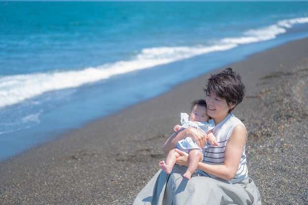 Sea and parent and child