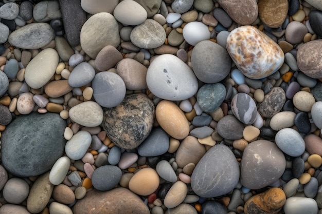 Sea pebble sea stones background beach rocks from above background