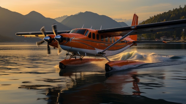 sea plane sailing at sea