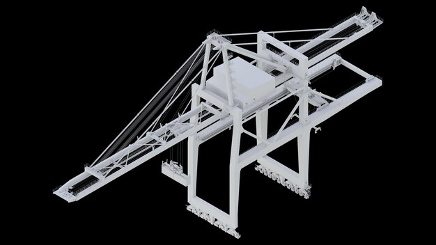 검정색 배경에 바다 포트 크레인입니다. 3d 렌더링.