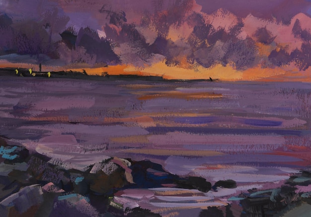 Sea purple painting