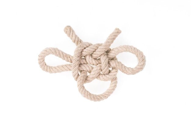 sea rope knot on white isolated background