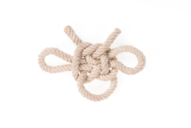 sea rope knot on white isolated background