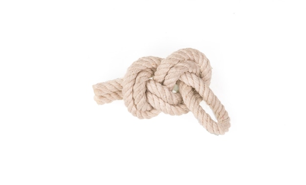 sea rope knot on white isolated background