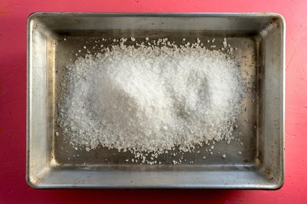 Sea salt crystals in a rectangular shape for baking