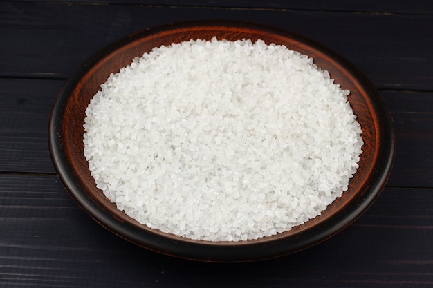 Sea salt in a plate