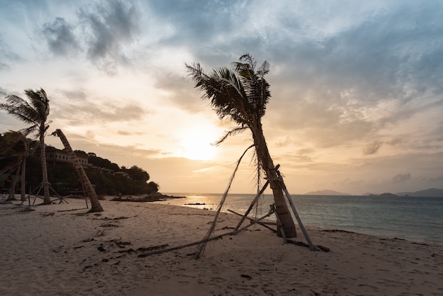 Tramonto di bach di mare e sabbia al mattino