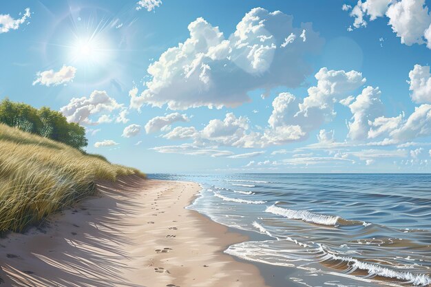 Фото Морское песочное небо и летний день
