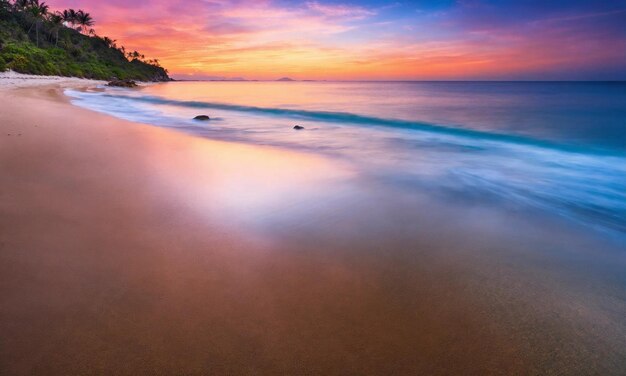 Sea sand sky concept sunset colors clouds