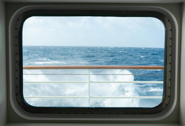 Photo sea seen through window