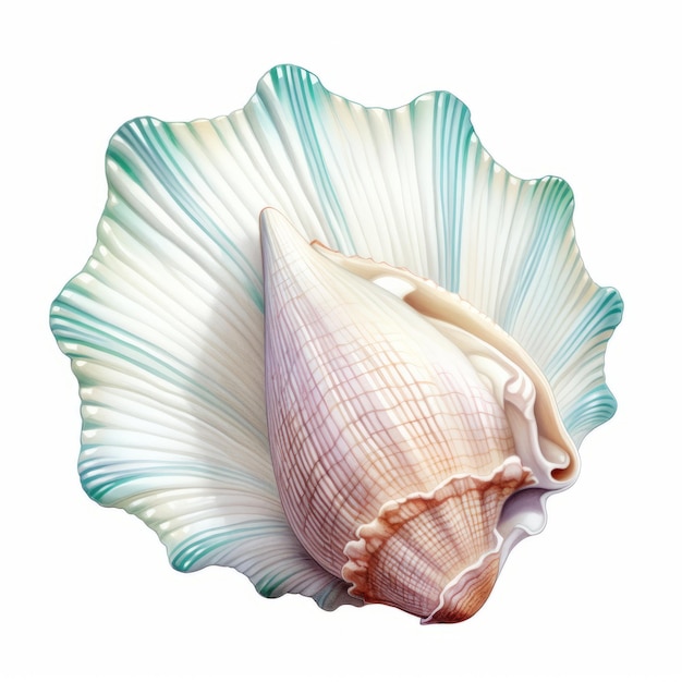 Sea shell isolated on white background Clipping path included for easy extraction