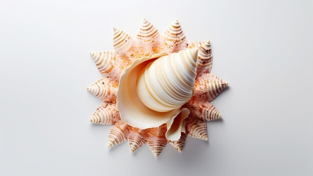 Sea shell on White Background Generative ai