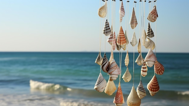 Sea Shell Wind Chimes Swaying in the Ocean Breeze