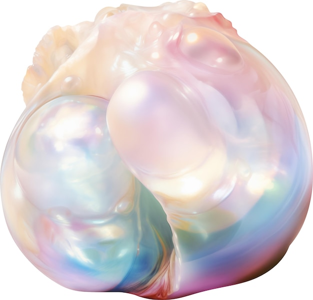 Foto conchiglia di mare con perle acquerello a consistenza di vetro lucido isolato su bianco