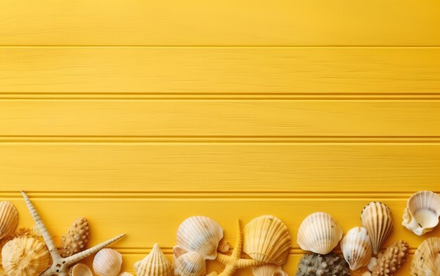 Sea shells on a yellow background