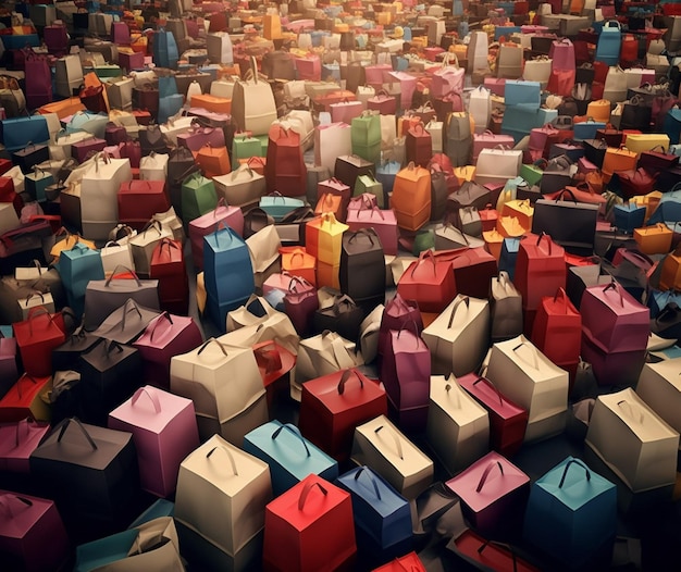 Photo a sea of shopping bags on black friday