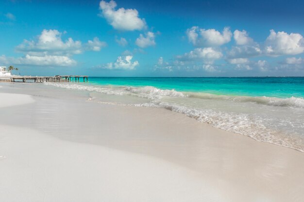 Sea shore on the caribbean beach in the area hoteleria in cancun quintana roo mexico