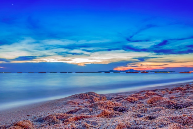 Sea sky cloud in sunset long exposure