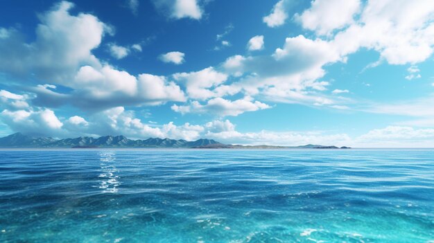 Sea sky low view panorama blue Ai Generative