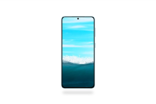 Under the sea and sky in phone display Phone at sea invert creative tehnology concept