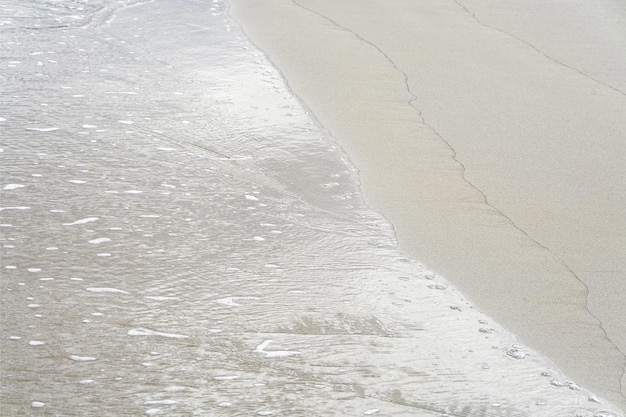 Sea spindrift and sand at coastline in Danang, Vietnam