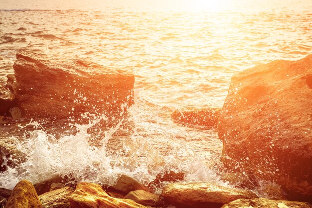 Sea splashing on rocks