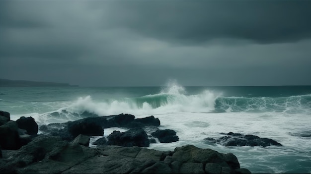 嵐の中の海