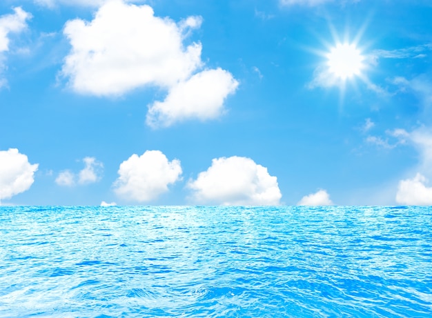 sea and sun with blue sky