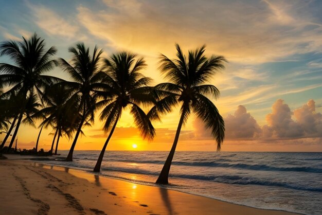 Foto al generativo sul mare all'alba o al tramonto