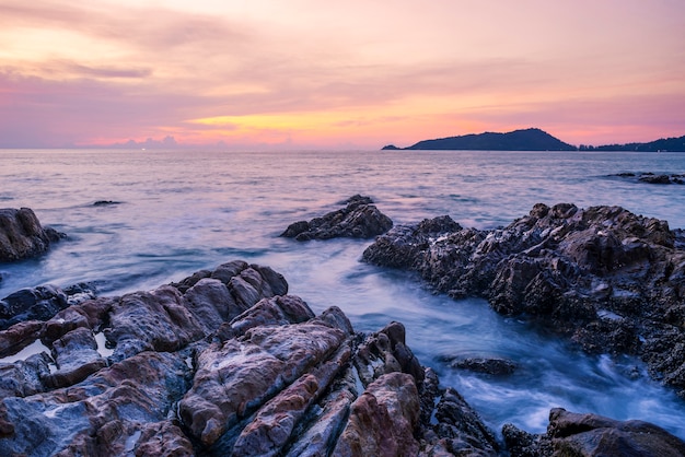 Sea sunset or sunrise with colorful of cloud sky 