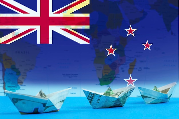 Sea transport of New Zealand concept bulk carrier or trade idea international transportation