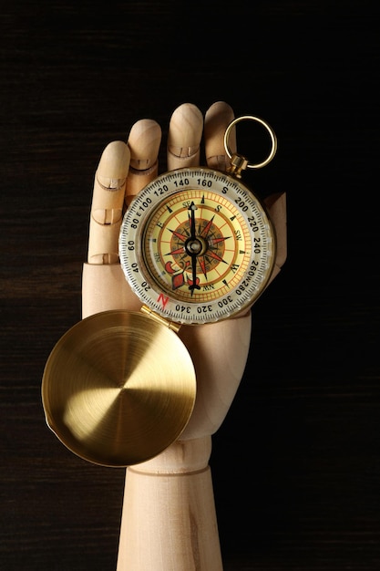 Sea travel concept Vintage compass on the table